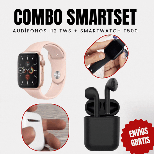 Combo SmartSet | Audífonos i12 TWS + Smartwatch T500
