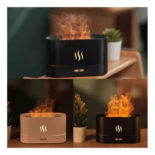 Humidificador Chimenea de Aromaterapia + Luz Nocturna Estilo Llama