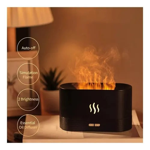 Humidificador Chimenea de Aromaterapia + Luz Nocturna Estilo Llama