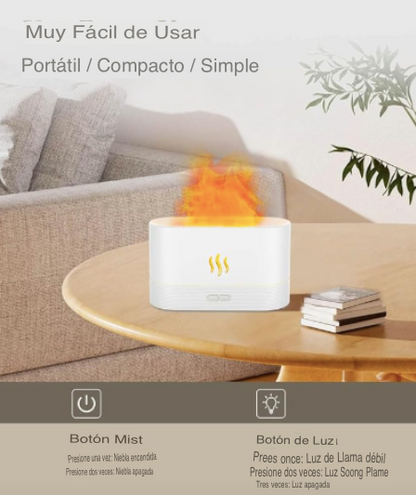 Humidificador Chimenea de Aromaterapia + Luz Nocturna Estilo Llama