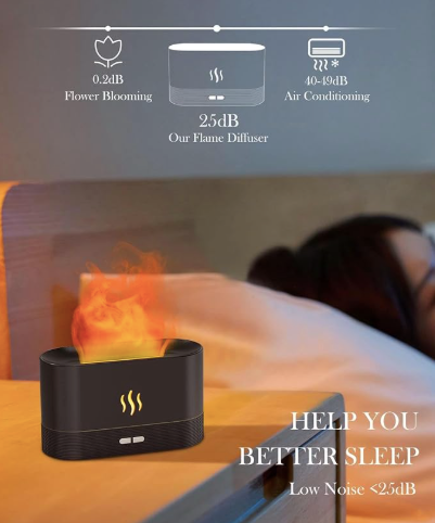 Humidificador Chimenea de Aromaterapia + Luz Nocturna Estilo Llama