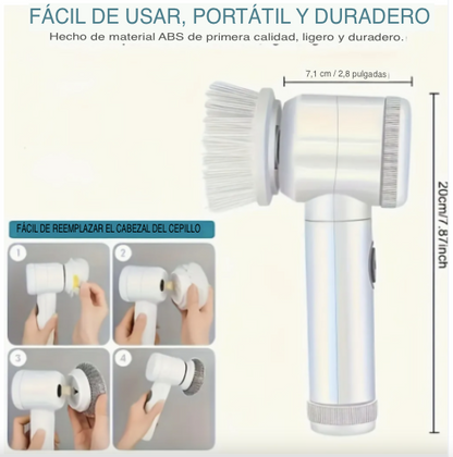 Cepillo Eléctrico de Limpieza 5 en 1 | Limpieza potente, portatil y en minutos