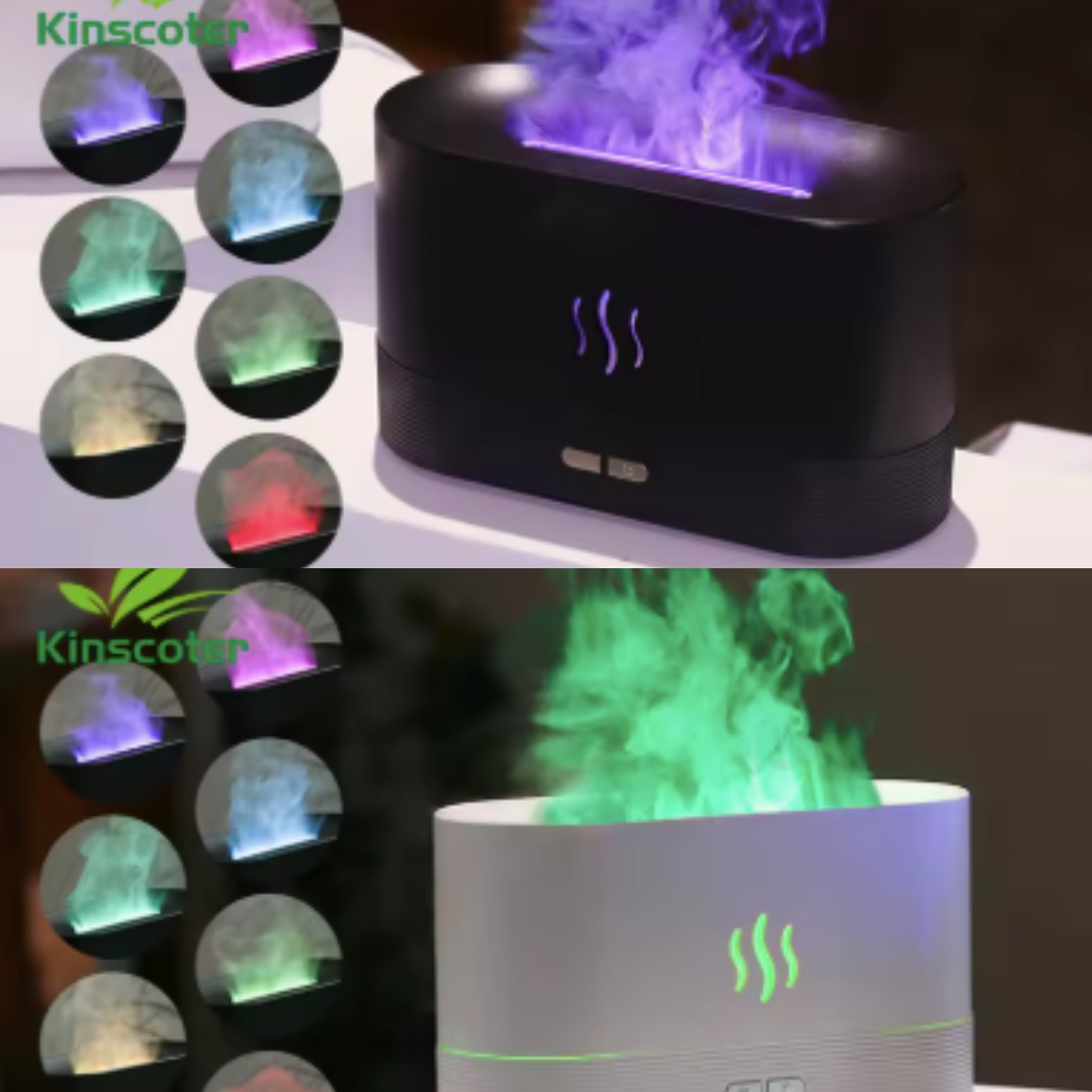 Humidificador Chimenea de Aromaterapia + Luz Nocturna Estilo Llama