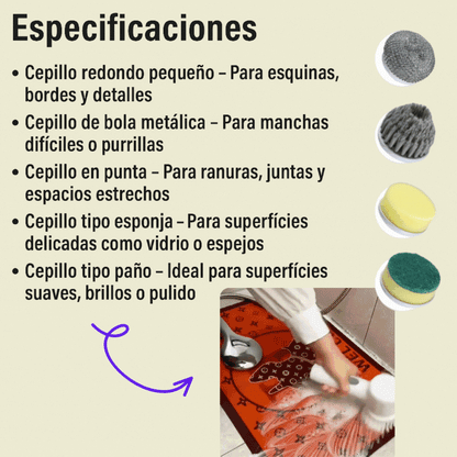 Cepillo Eléctrico de Limpieza 5 en 1 | Limpieza potente, portatil y en minutos